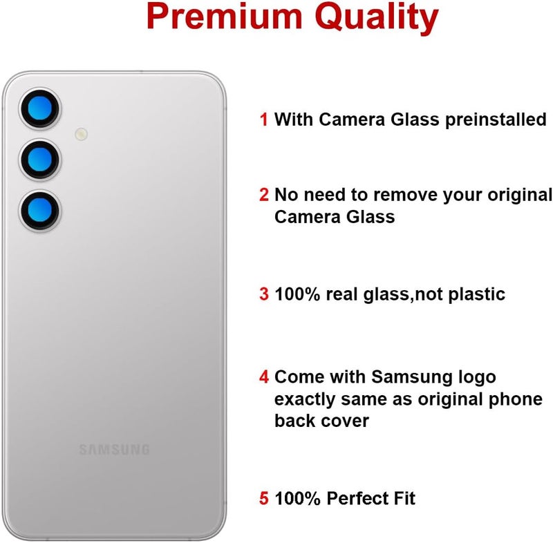 Perzework Rear Back Glass Replacement for Samsung Galaxy S24+ Plus 6.7-inches with Reparing Toolkit (Marble Gray) - Image 3